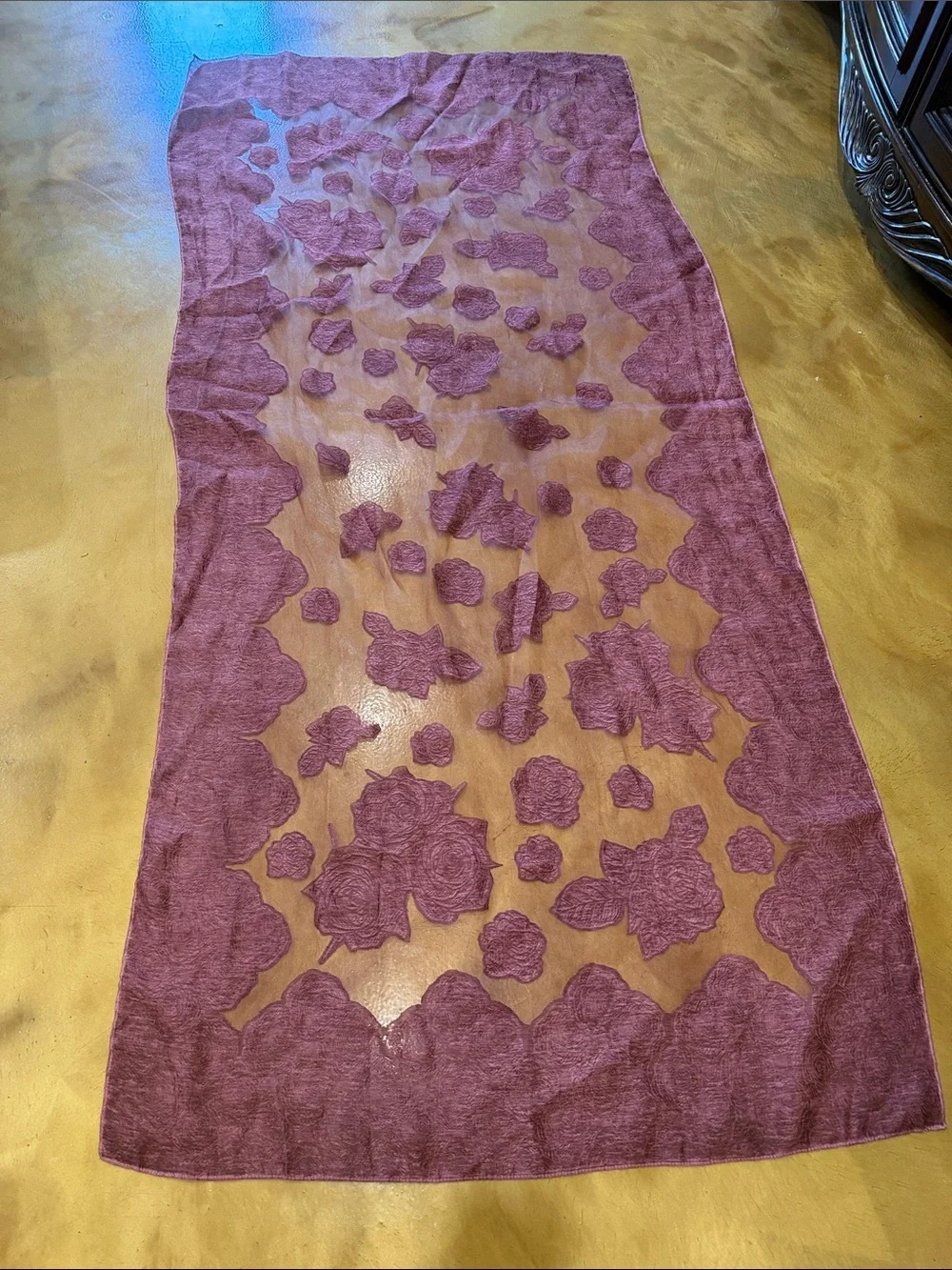 Women's Textured Rose Scarf. 36 by 80 inches